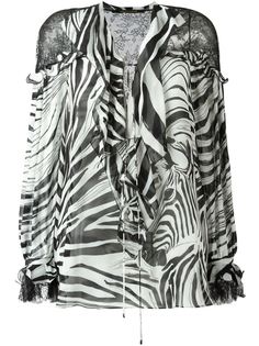 блузка с зебровым принтом  Roberto Cavalli