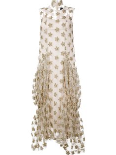длинное платье с цветочными элементами Simone Rocha