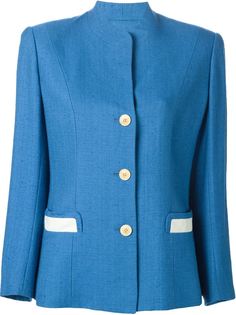 пиджак на пуговицах с контрастными карманами Hermès Vintage
