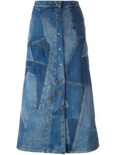 лоскутная джинсовая юбка  Saint Laurent