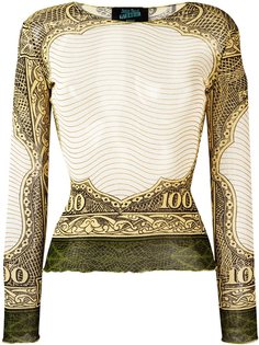 топ с принтом 100 dollar bill Jean Paul Gaultier Vintage