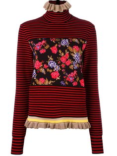 полосатый джемпер с цветочным принтом MSGM