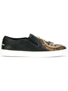 кеды-слипон с аппликацией часов Dolce & Gabbana