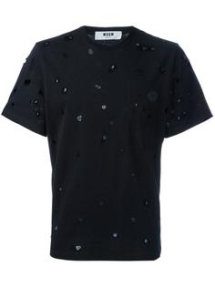 футболка с потертой отделкой MSGM