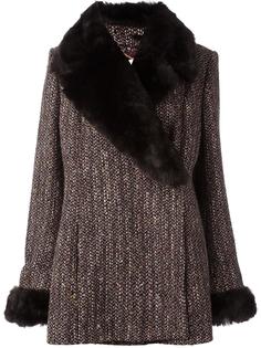 пальто со съемным меховым воротником Céline Vintage