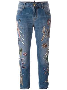 декорированные укороченные джинсы Amen