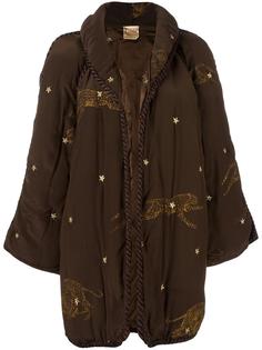 стеганое пальто с аппликацией леопарда Krizia Vintage