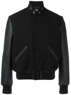 куртка-бомбер с контрастными рукавами Saint Laurent