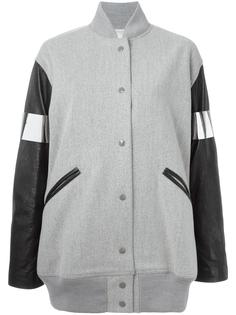 объемная куртка-бомбер с кожаными рукавами Mm6 Maison Margiela
