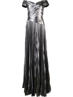 плиссированное платье с открытыми плечами J. Mendel