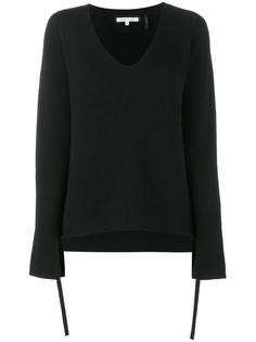 свитер в рубчик с V-образным вырезом Helmut Lang