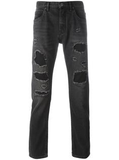 джинсы с декоративными протертостями Helmut Lang