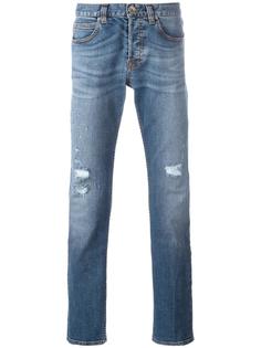 прямые джинсы с рваными деталями Eleventy