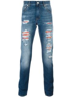 джинсы кроя слим с рваными деталями Alexander McQueen