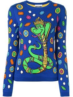 свитер с принтом змеи в короне Moschino
