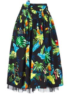 расклешенная юбка с поясом и рисунком с попугаями Marc Jacobs
