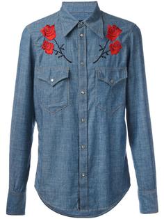 джинсовая рубашка с цветочной вышивкой  Dsquared2