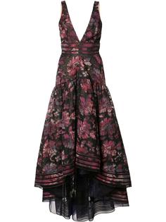 каскадное платье с цветочным узором Marchesa Notte