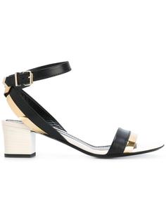 босоножки на низком наборном каблуке Lanvin
