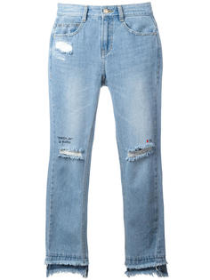 укороченные джинсы с рваной отделкой Sjyp