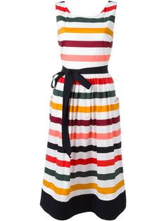 полосатое платье с завязками на поясе Carolina Herrera