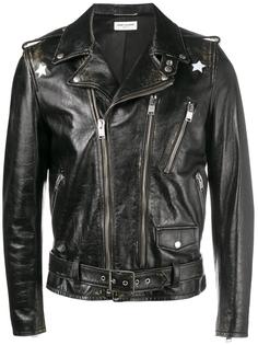 байкерская куртка с потертой отделкой Saint Laurent