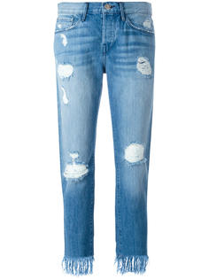 укороченные джинсы с потертой отделкой 3X1