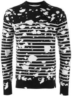 свитер в полоску с принтом разбрызганной краски Dior Homme