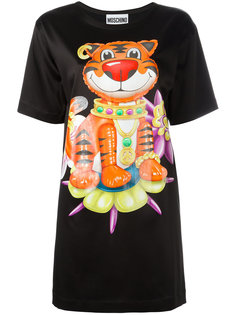 платье-футболка с декорированным принтом тигра Moschino