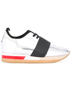 кроссовки на шнуровке с эффектом металлик Philippe Model