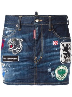 джинсовая мини юбка с нашивками Dsquared2