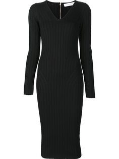 платье в рубчик с V-образным вырезом Victoria Beckham