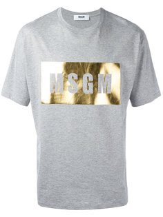 футболка с принтом-логотипом металлик  MSGM