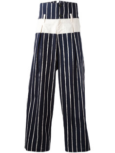 укороченные брюки в полоску Yohji Yamamoto