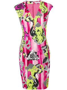 платье с принтом и V-образным вырезом Versace Collection