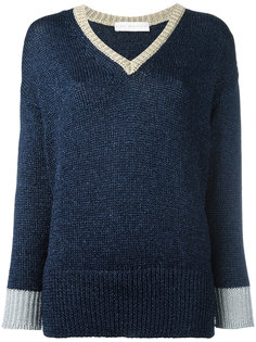свитер с контрастным V-образным вырезом Giada Benincasa