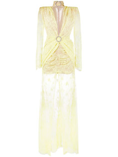 кружевное длинное платье с длинными рукавами Alessandra Rich