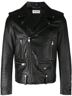 текстурированная байкерская куртка Saint Laurent