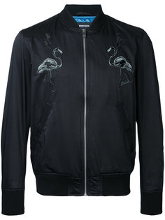 куртка-бомбер с изображением фламинго Diesel