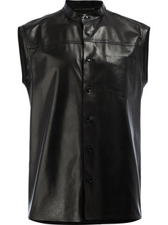 кожаная рубашка без рукавов Saint Laurent