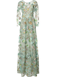 вечернее платье с цветочной вышивкой Marchesa Notte