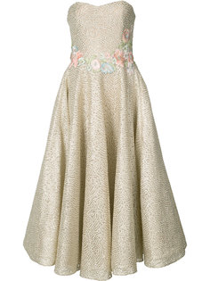 приталенное платье с цветочной вышивкой Marchesa Notte