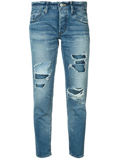 укороченные джинсы с эффектом потертости Moussy