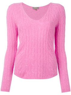 джемпер с V-образным вырезом и узором косы N.Peal