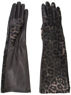 перчатки с леопардовым принтом Perrin Paris