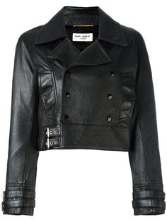 укороченная кожаная байкерская куртка Saint Laurent