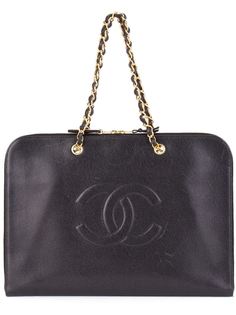 плоский портфель с логотипом Chanel Vintage