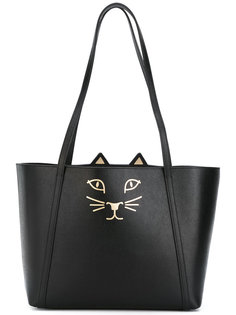 мини сумка-тоут с принтом кошки  Charlotte Olympia