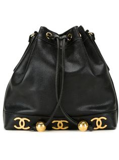 сумка-мешок с бляшками с логотипом Chanel Vintage