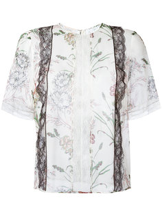 рубашка с цветочным узором и кружевной отделкой Giambattista Valli